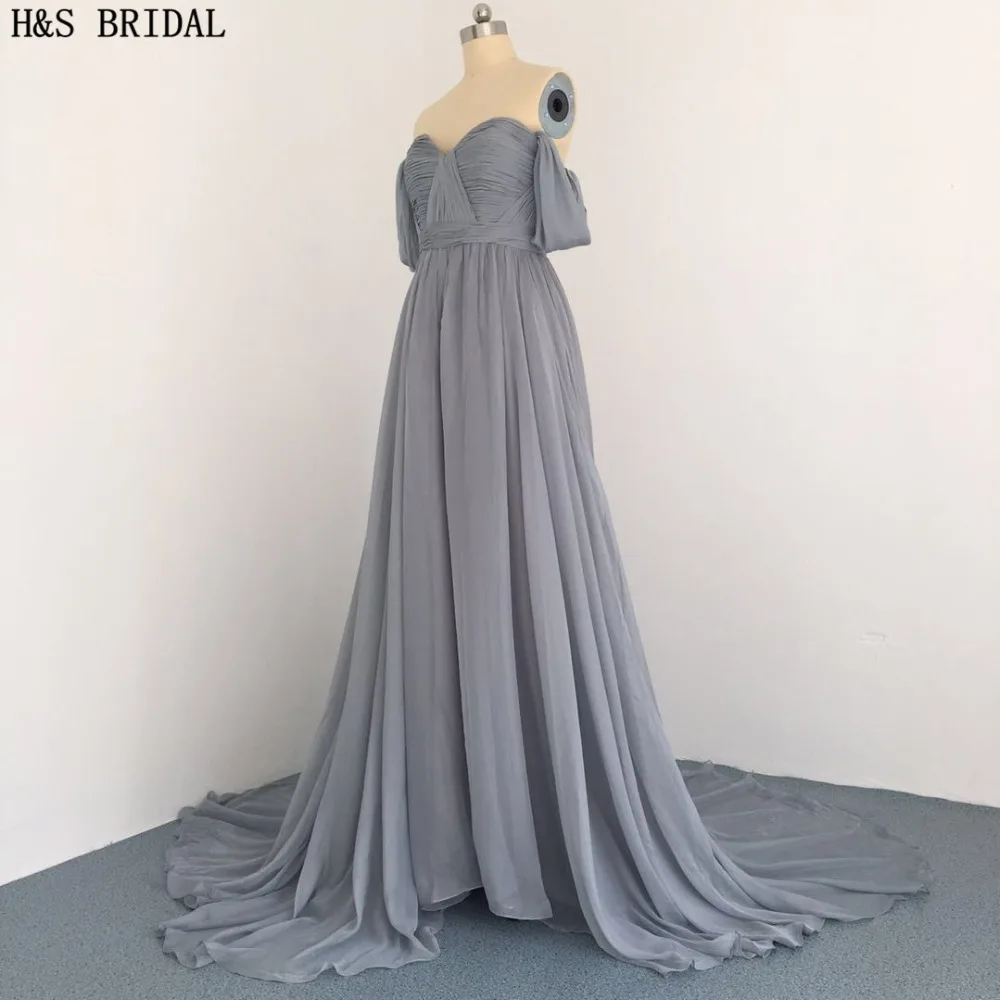 H &amp S свадебное серое вечернее платье Простые пляжные Вечерние платья Длинные