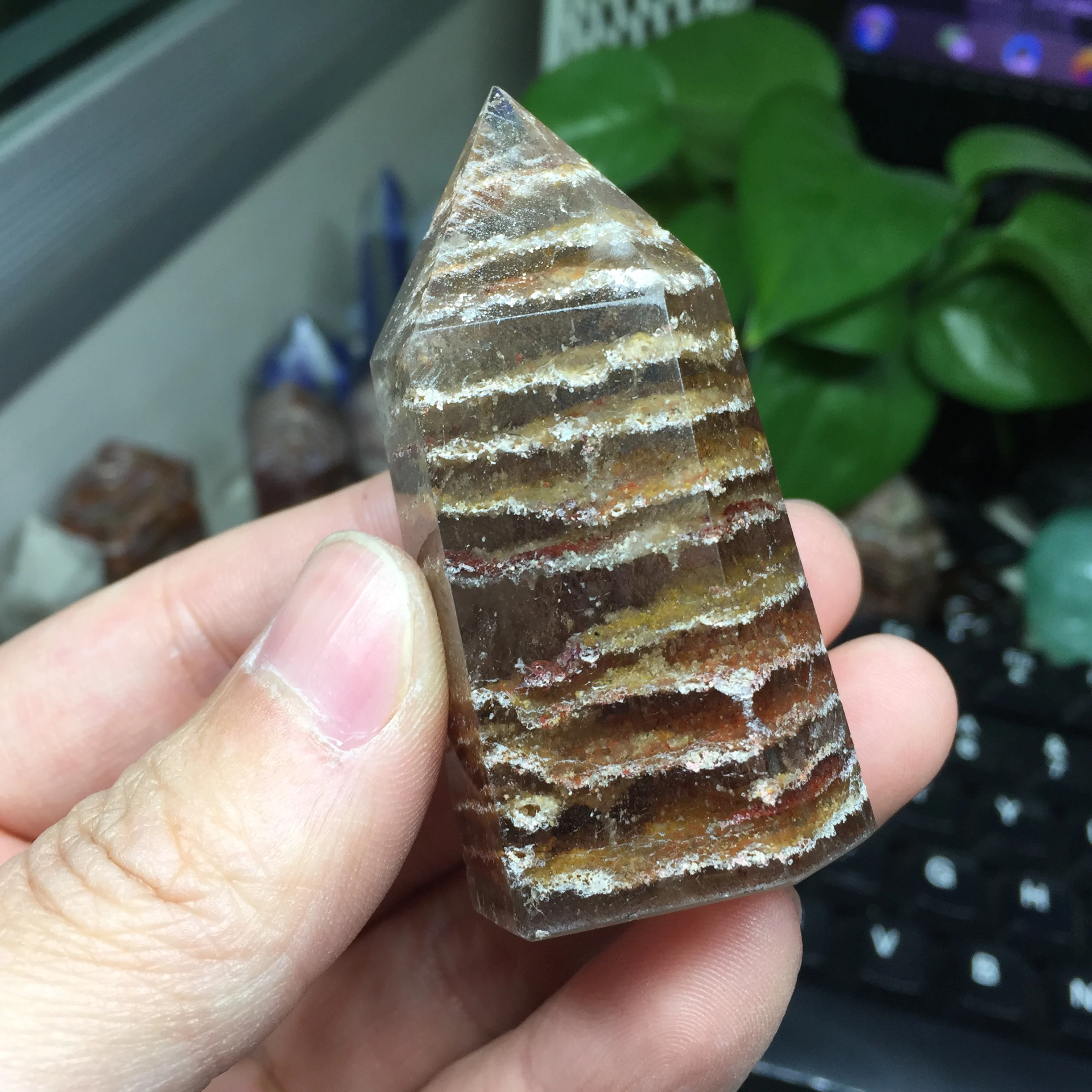 76 г натуральный заживляющий Кристальный зеленый Phantom Quartz Wand Украшение камень #
