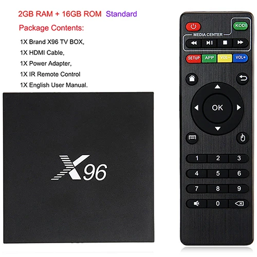 X96 2G 16G X96 Android 7,1 Smart tv BOX четырехъядерный HD2.0 4K* 2k Amlogic S905W Поддержка Airplay Miracast медиаплеер+ пульт дистанционного управления - Цвет: X96 2G 16G