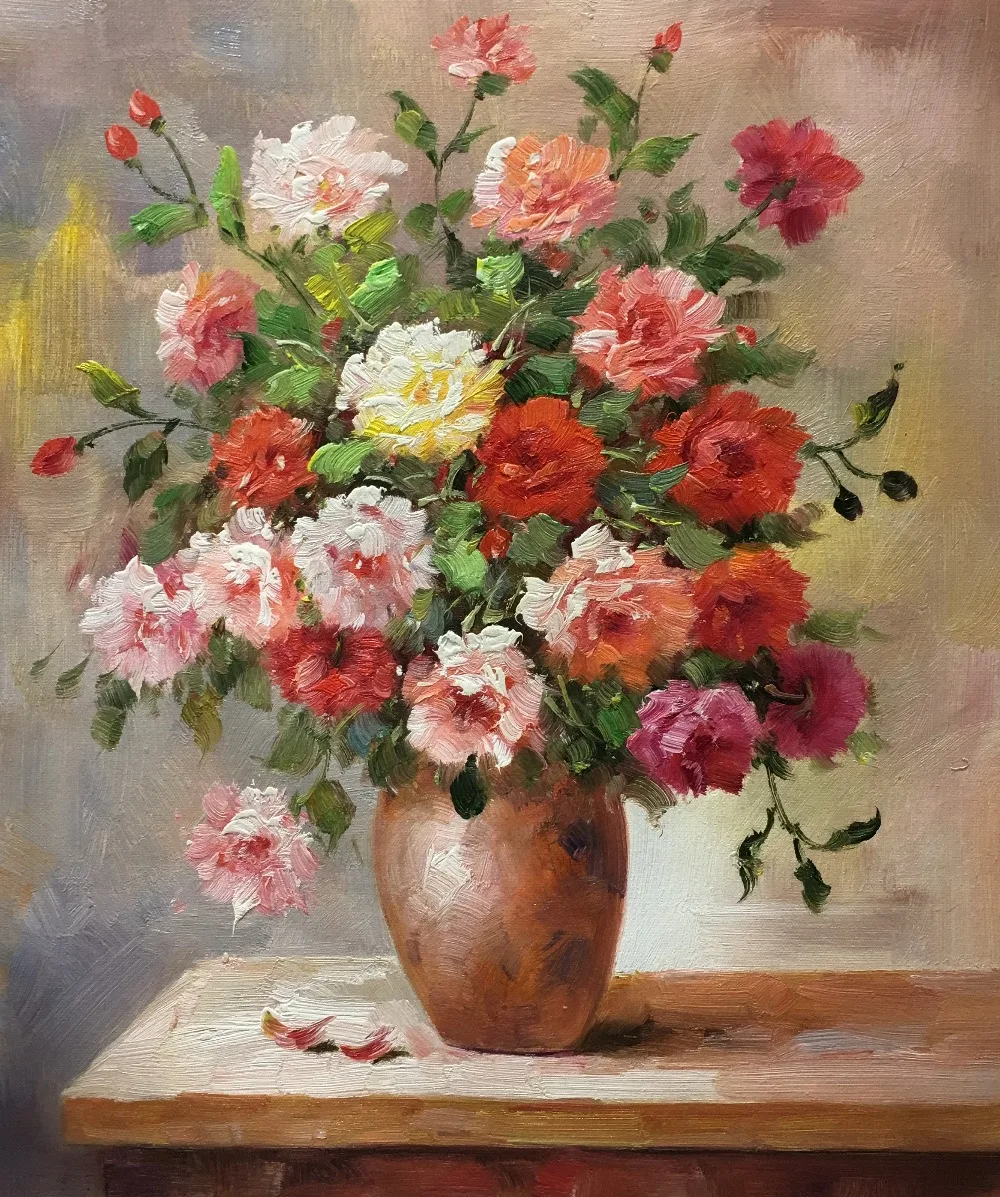 

100% Hand Painted Modern Flower Oil Painting on Canvas High Quality Flower Canvas Painting Wall Art Picture for Home Decoration