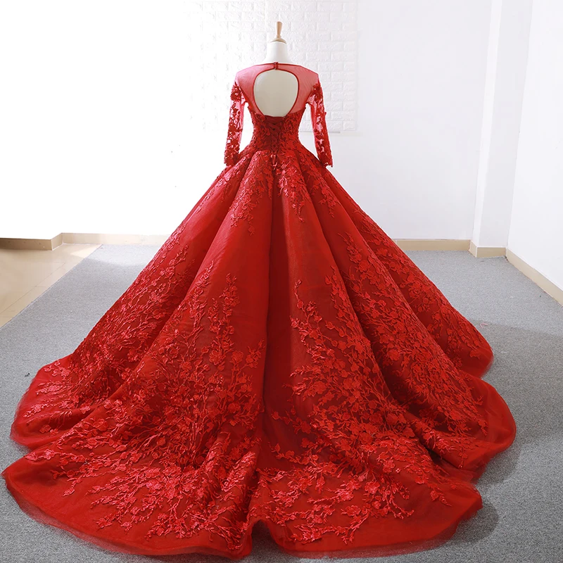 J66699 jancember red wedding party dress with train ball gown swollen bridal dress up evening dress 2019 floor length avondjurk