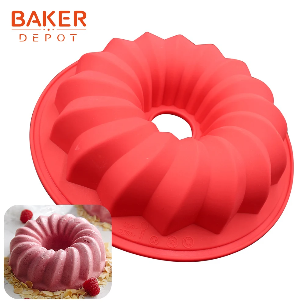 

BAKER DEPOT Silicone Mold for Cakes Flower Crown shape pastry Baking Tools 3D Bread big cake form Pizza Pan DIY birthday wedding