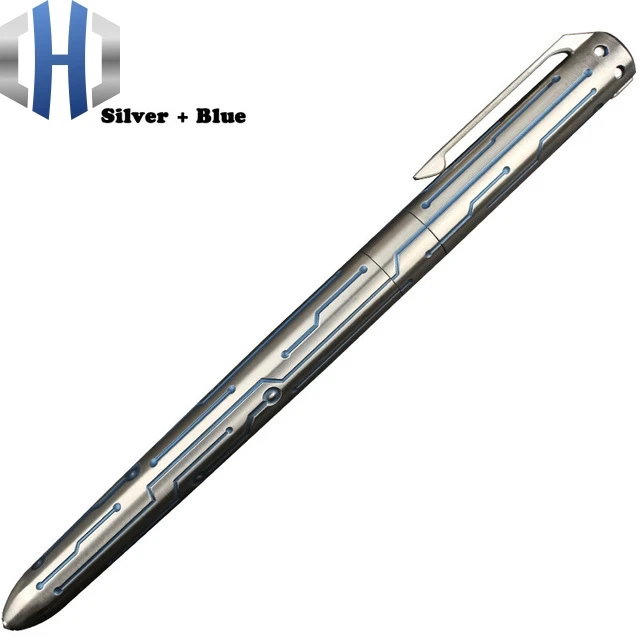 silver blue Креативная титановая тактическая ручка для самообороны, аварийный выключатель для окон, деловая ручка для письма, для улицы, EDC, коллекция инструментов, подарок - Цвет: silver blue