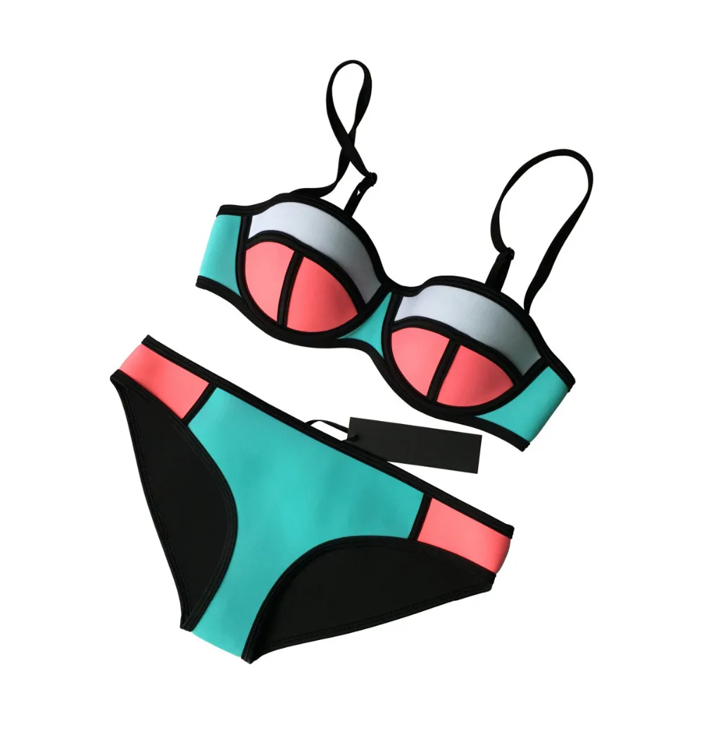 MUXILOVE,, высокое качество, цвет, Conjoin, пуш-ап, женское бикини из неопрена, комплект, купальник, купальный костюм, бикини