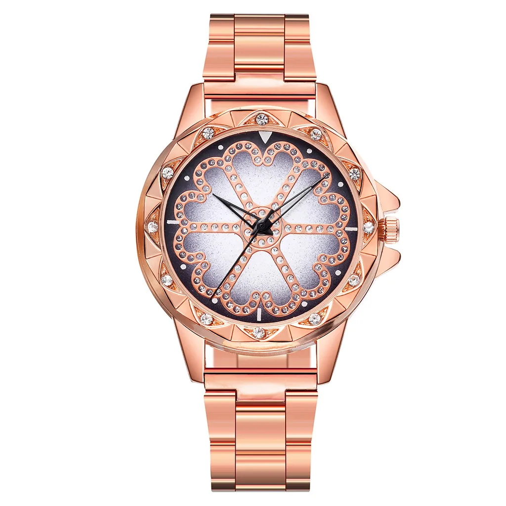 vansvar Casual Quartz Stainless Steel Band Women Lucky Flower Rhinestone Watch relogio feminino watches dress bracelet fashion | Наручные