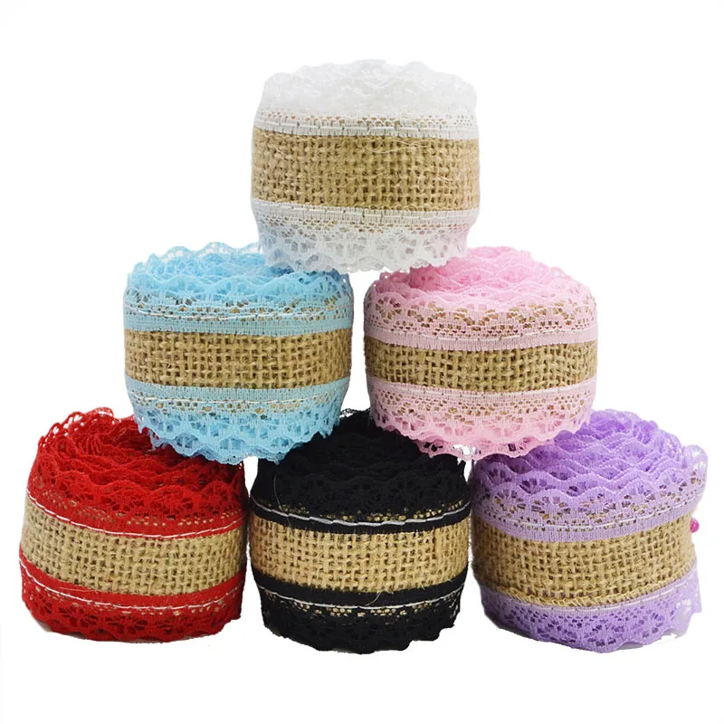 40MM Burlap Ribbon 2M Vintage Wedding Centerpieces Decoration Lace Trim ribbon Jute Hessian Rustic Party Decor DIY Supplies|Украшения