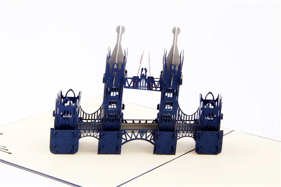 Красный Лондонский мост ручной работы карты с лазерной резкой объемный 3D всплывающие пользовательская поздравительная открытка на день рождения подарки открытки