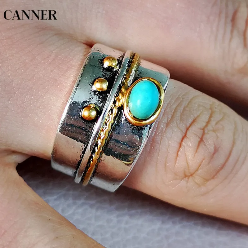 Кольцо Canner винтажное мужское классическое зеленое с бисером на палец в стиле