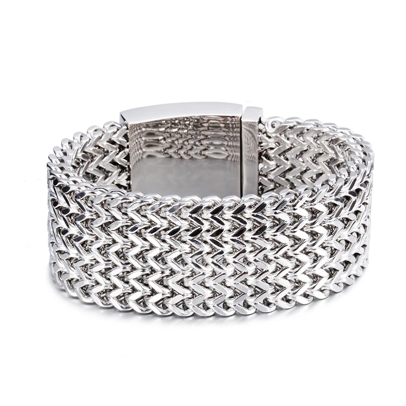 Крупный тяжелый мужской подарок 30 мм полированный Байкерский браслет из