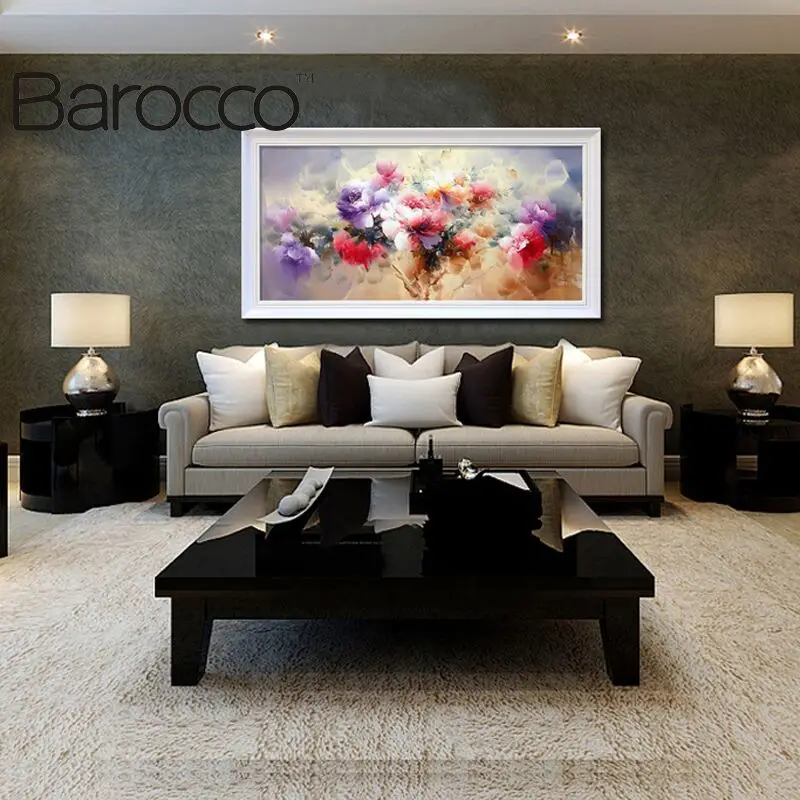 Ручная работа современная абстрактная масляная живопись китайские пионы