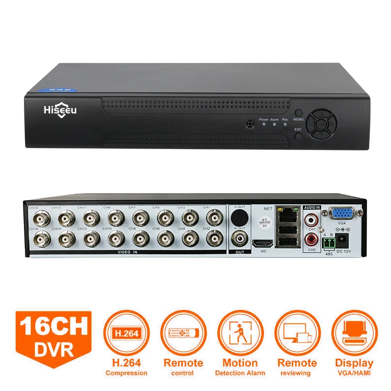 16CH 5в1 AHD DVR Поддержка CVBS TVI AHD аналоговые ip-камеры HD P2P Облако H.264 VGA HDMI видео рекордер RS485 аудио Hiseeu