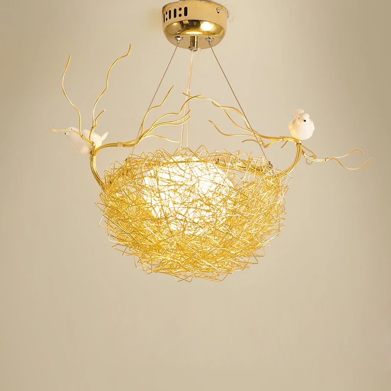 

Personality Bar Dining Room Light Modern Minimalist led Pendant Light Fixtures Creative Bird's Nest Aluminum Hanging Hall Lights