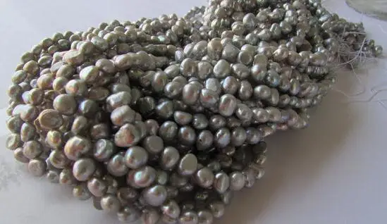 АА серый цвет картофеля пресноводного жемчуга пряди DIY Ювелирные изделия