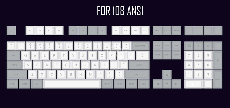 For 108 ANSI Dsa pbt топ печатные легенды гранит серый белый колпачки лазерной гравировки gh60 poker2 87 104 для механической клавиатуры - Цвет: For 108 ANSI