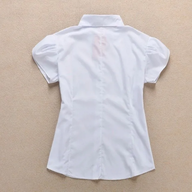 5xl размера плюс blusa feminina плиссированная Передняя сорочка femme с пышными рукавами белая женская офисная рубашка женские официальные блузки C254