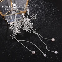 himstory bridal hairpin ornament dual use long tassel headdress rhinestone star hair wedding accessories headpiece