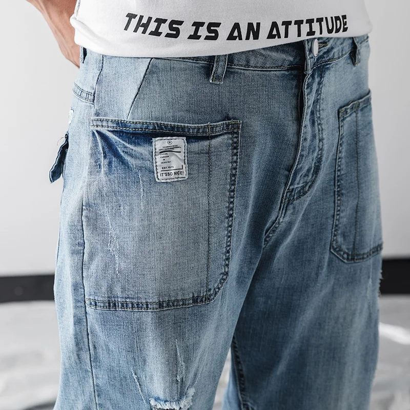 

2019 New Streetwear Mens Jeans Hip Hop Jeans Baggy Joggers Jeans For Men Harem Biker Denim Pants LBZ116