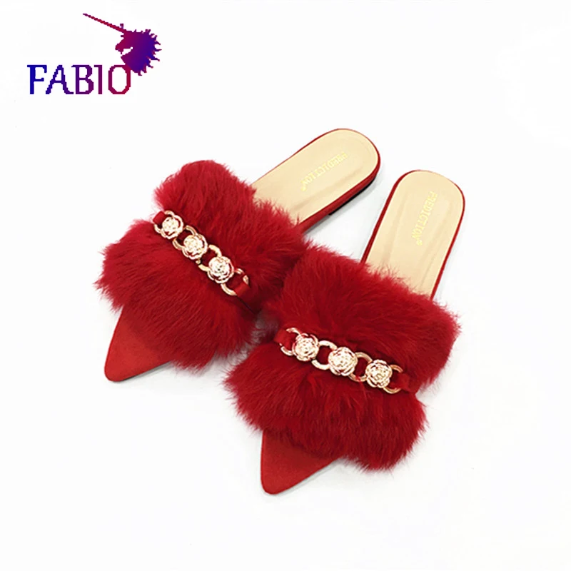 Модные Изящные красивые женские туфли Шлепанцы с металлическими стразами и