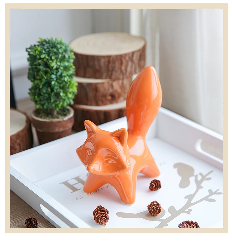 Креативная керамическая сад с маленькой лисой украшение для животного гостиная