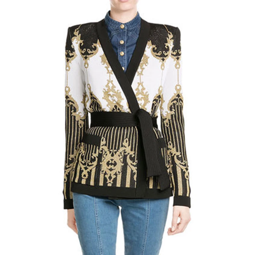 Высокое качество 2019 Парижа модная дизайнерская куртка Женская галстук ремень