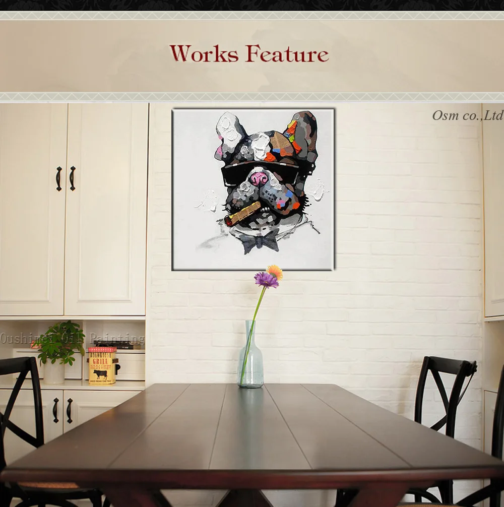 Профессиональный художник ручная работа современная картина курить бык собака