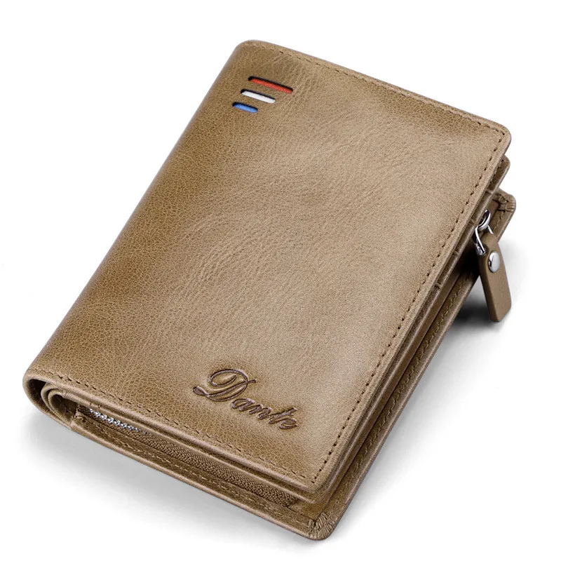 ZYJ Men's Real Leather Short Wallets Small Retro Oil Wax Money Coin Zipper Purse With Card Holder Wallet 2 Fold | Багаж и сумки