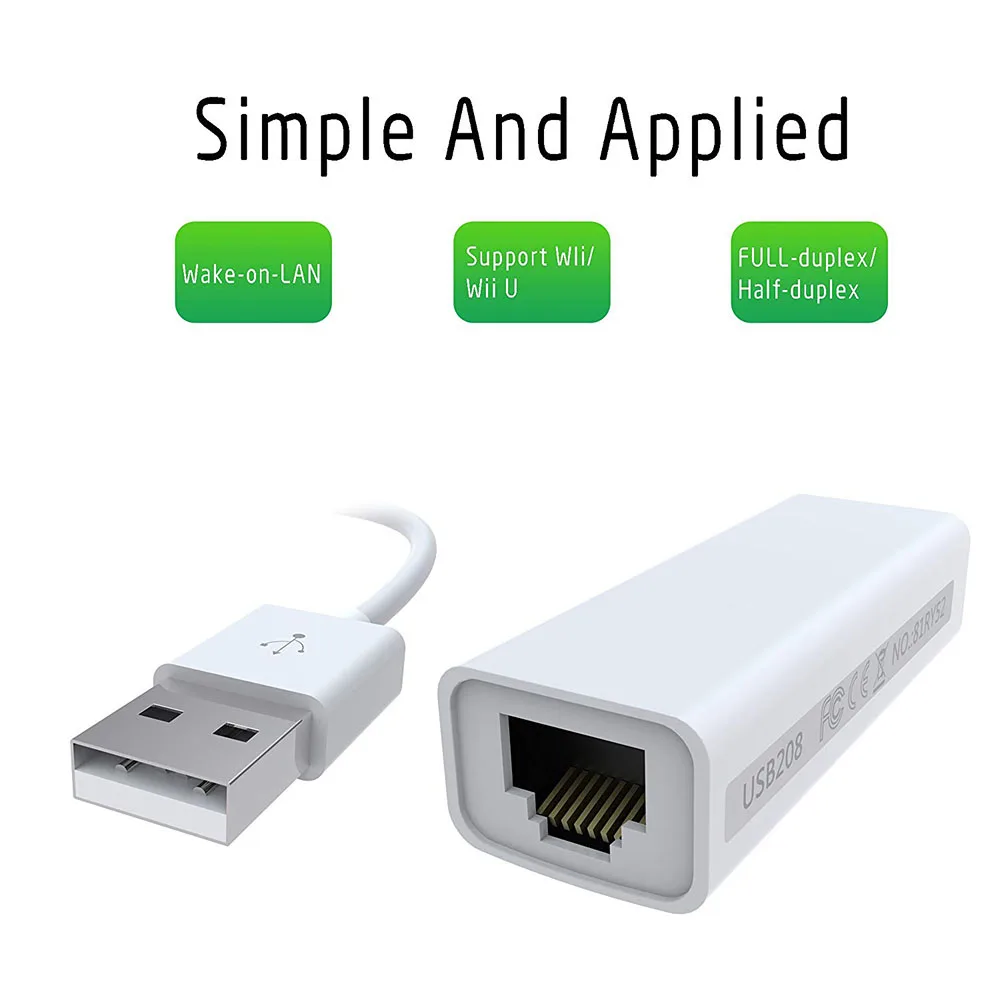 Адаптер Ethernet с USB 2 0 на RJ45 сетевой адаптер полным объемом 10/100 Мбит/с для Windows Mac
