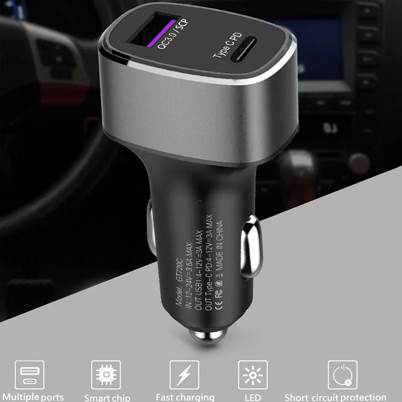 Суперзарядка + QC3.0 PD быстрое автомобильное зарядное устройство для iPhone 11 Pro XS MAX XR
