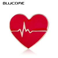 blucome red enamel love heartbeat shape brooch corsage doctor nurse hospital badge special design hearts brooches collar clip