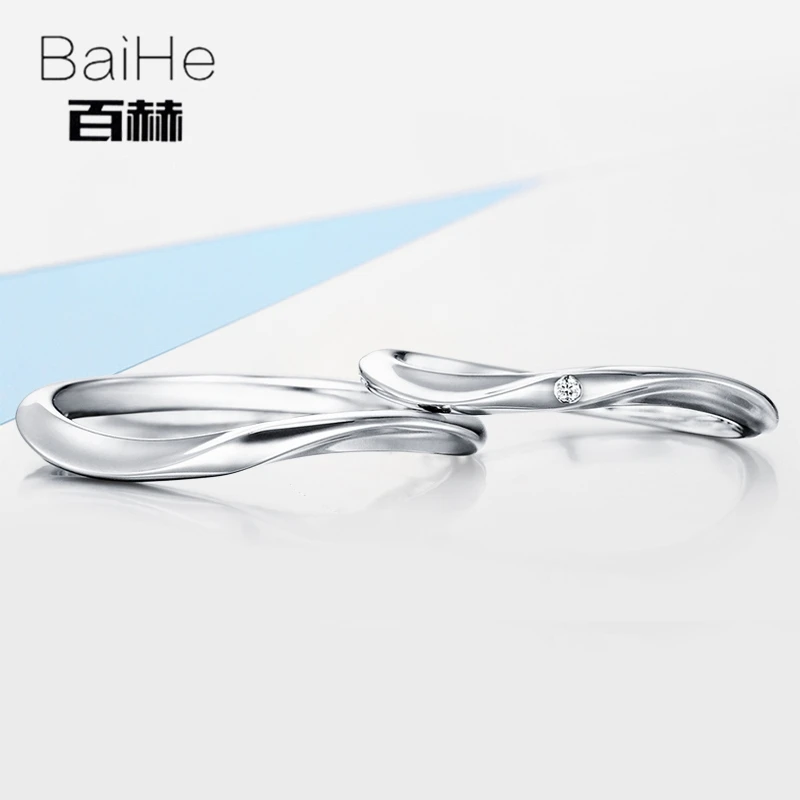 BAIHE однотонное 18K Белое Золото 0.01ct сертифицировано H/SI круглой 100% натуральный
