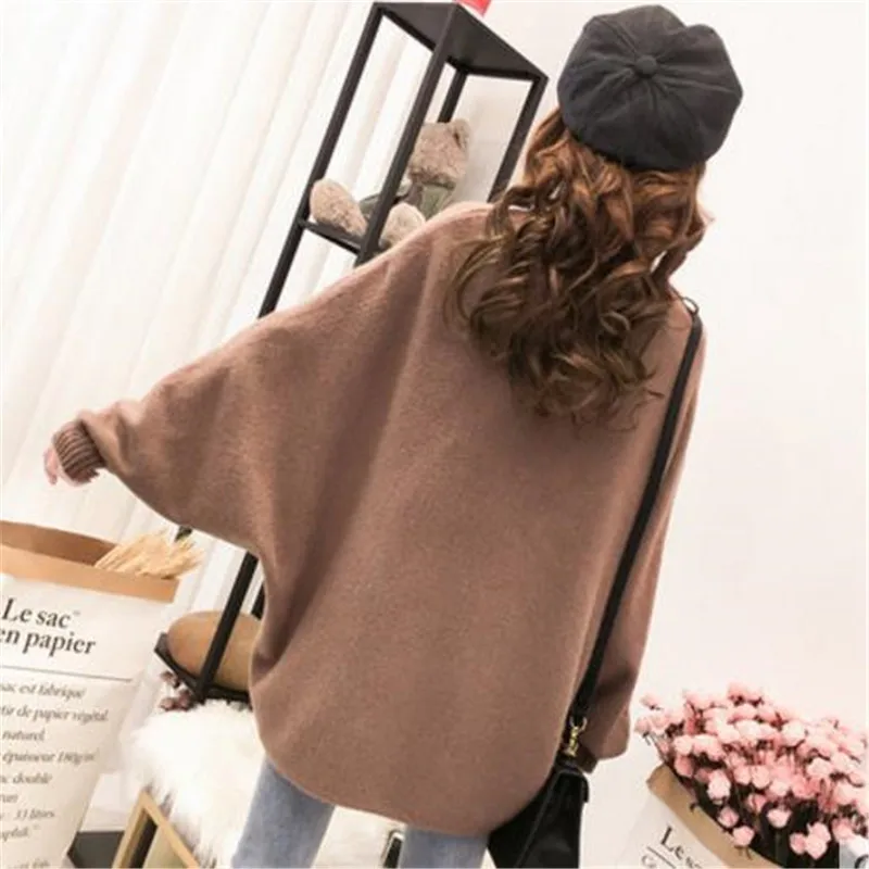 Новая модная Свободная рубашка летучая мышь топы свитер для женщин осенне-зимнее