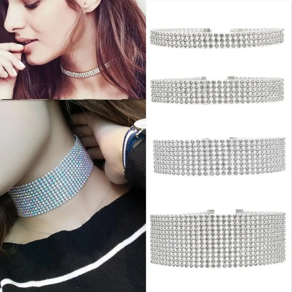 SexeMara Women Full Shining Crystal Rhinestone Choker Necklace Wedding Jewelry Chic Trendy | Украшения и аксессуары