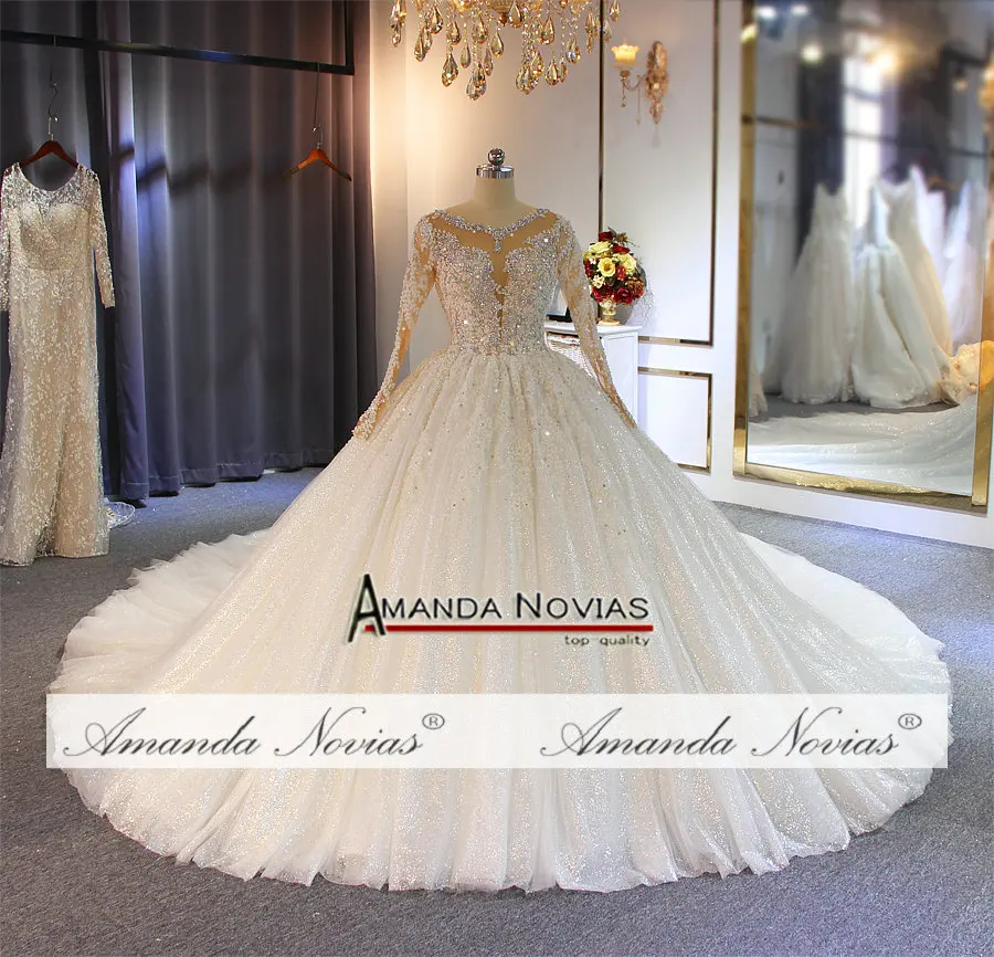 Gelinlik vestido de noche роскошное Сверкающее шикарное свадебное платье с отделкой бисером Аманда новиас настоящая работа