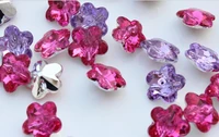 250pcs pointed faceted czech crystal pink and lavender sun flower shank buttons sewing craft diy buttons foiled beads 14mm