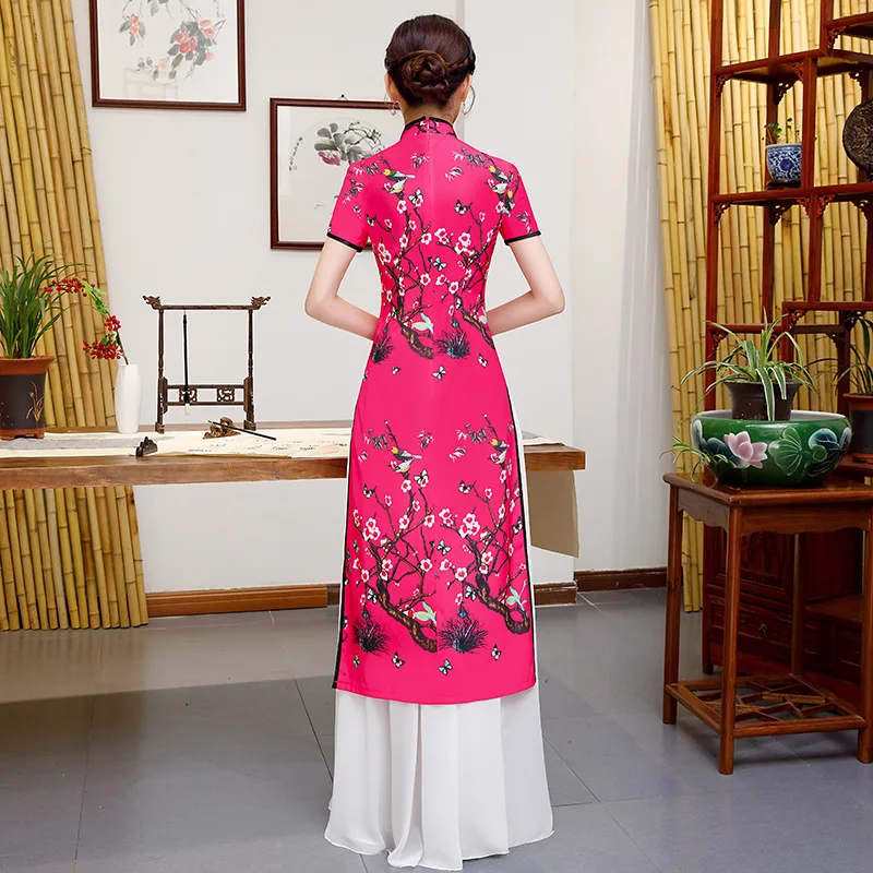 Желтое длинное платье-туника AO Dai вечернее в китайском стиле вечерние платья Qipao