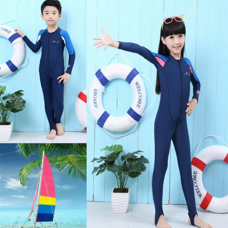 Детский Гидрокостюм для мальчиков и девочек плавательный костюм подводного