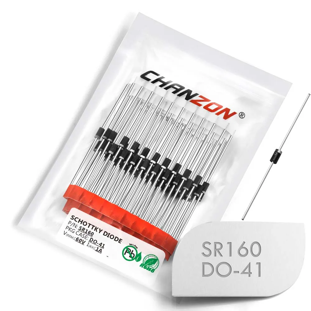 (100 шт.) SR160 (SB160) Барьерный выпрямитель выпрямителя диоды 1A 60 в DO 41 (DO 204AL) осевой 1