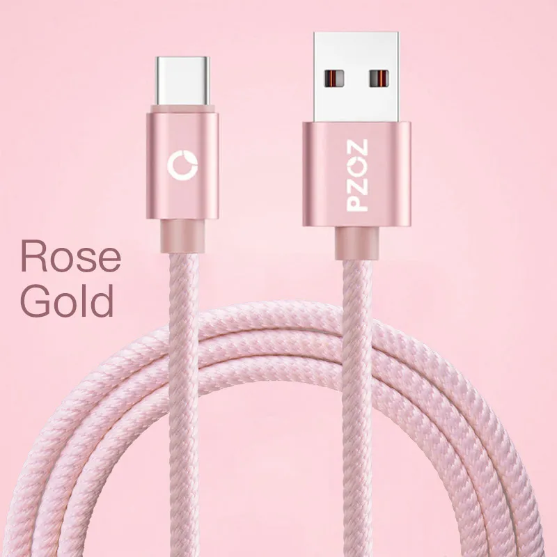PZOZ Тип usb C Быстрая зарядка usb c Тип-c данных телефон Зарядное устройство для Ipad pro samsung S9 S8 plus примечание 9 pocophone F1 Xiaomi Mi 8 mi9 a2 mix 3 redmi note 7 huawei P10 шнур для зарядки телефона кабель - Цвет: rose gold