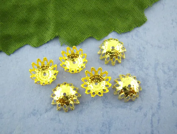 Сплав бусины колпачки Цветок золотой цвет (подходит 12 мм бусины) цветок полые