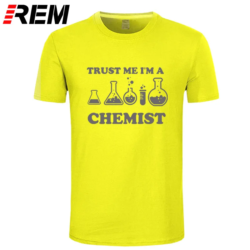 REM Trust Me I'm A Chemist забавная футболка для мужчин с принтом хлопок короткий рукав химия уличная Мужская футболка хип-хоп - Цвет: yellow gray