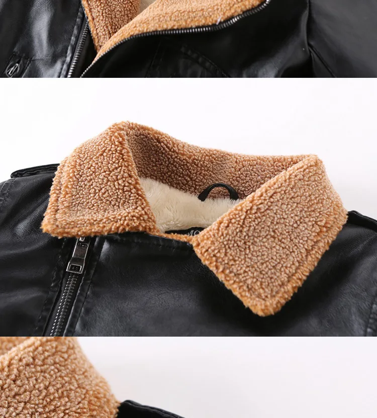 Зимняя кожаная куртка для мальчиков и девочек, детская кожаная куртка, передовое пальто из искусственной кожи с имитацией, стильная одежда с отделкой, дюйм3-12yrs