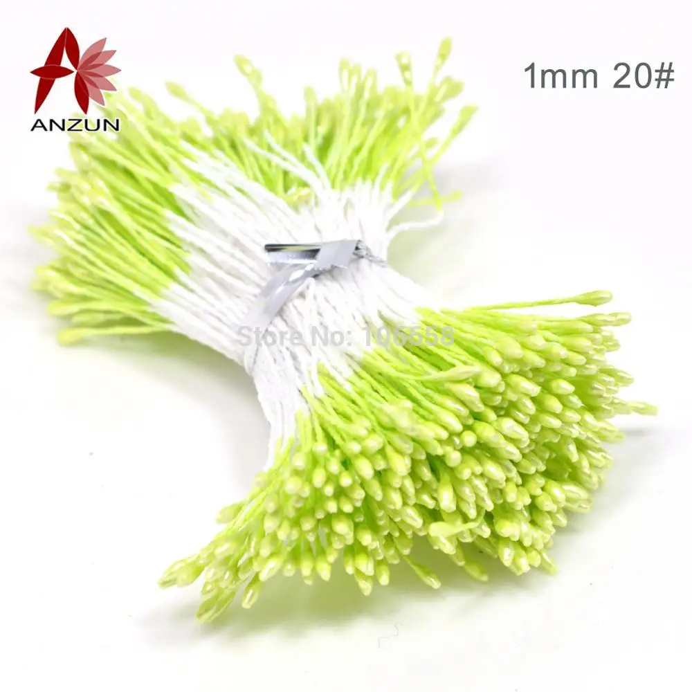 420 шт 1 мм Двойные головки Stamen DIY искусственный мини Жемчуг Цветочный Цветок stamen pistil много цветов - Цвет: No 20 light green
