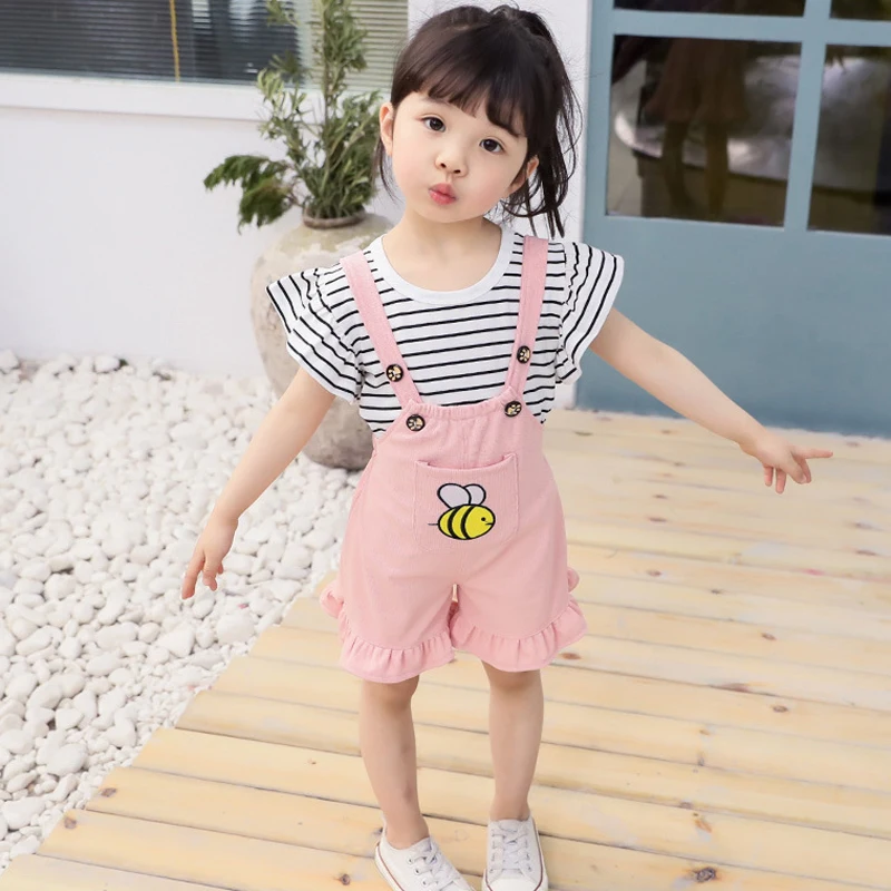 Детская одежда летняя для девочек детские Широкие штаны с рисунком пчелы модный