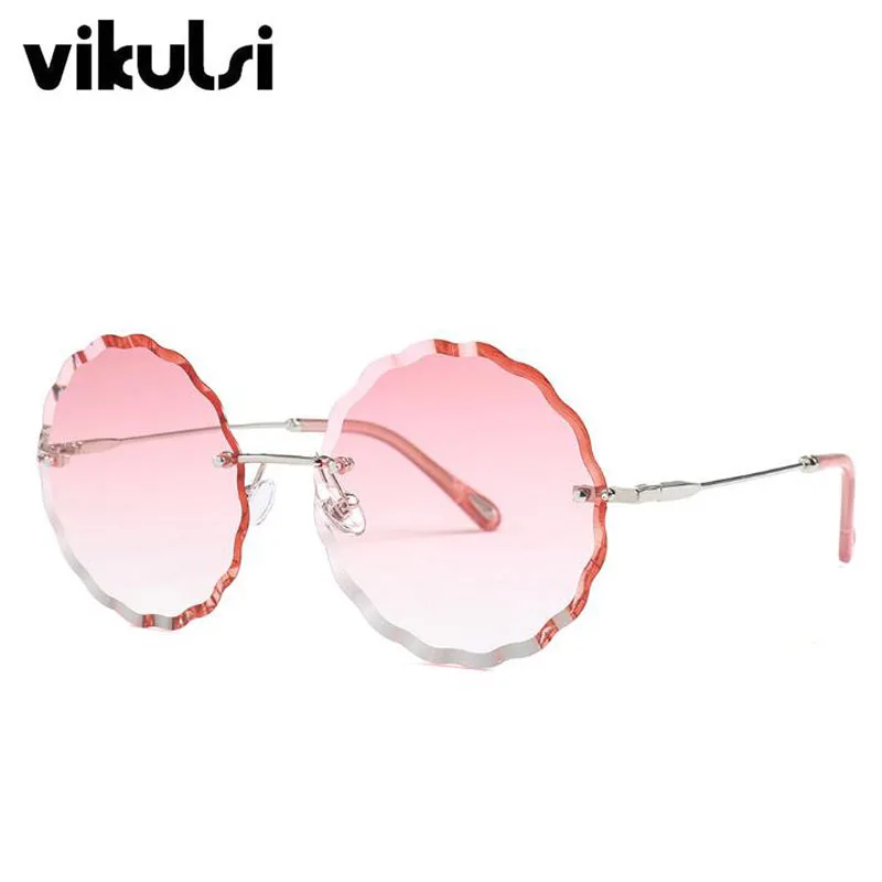 D590 C2 pink Круглые негабаритные бескаркасные солнцезащитные очки, винтажные женские брендовые дизайнерские очки, роскошные женские солнцезащитные очки, модные сексуальные очки UV400 - Цвет линз: D590 C2 pink
