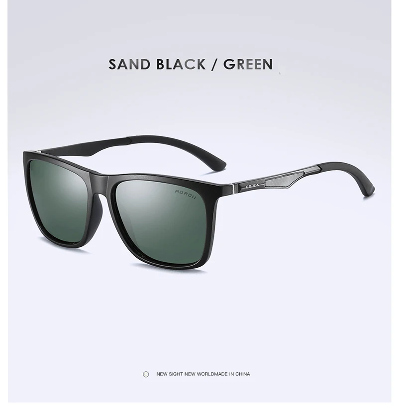 Black Green AORON мужские и женские поляризованные солнцезащитные очки, модные солнцезащитные очки для мужчин, брендовые дизайнерские Квадратные Солнцезащитные очки, Алюминиевые ножки, зеркальные линзы - Цвет линз: Black Green