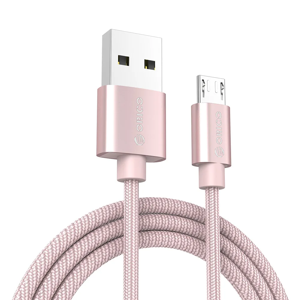 ORICO 2.4A Micro USB кабель нейлон быстрое зарядное устройство кабель для передачи данных Универсальный Android мобильный телефон зарядный кабель для samsung Xiaomi LG - Цвет: Розовый