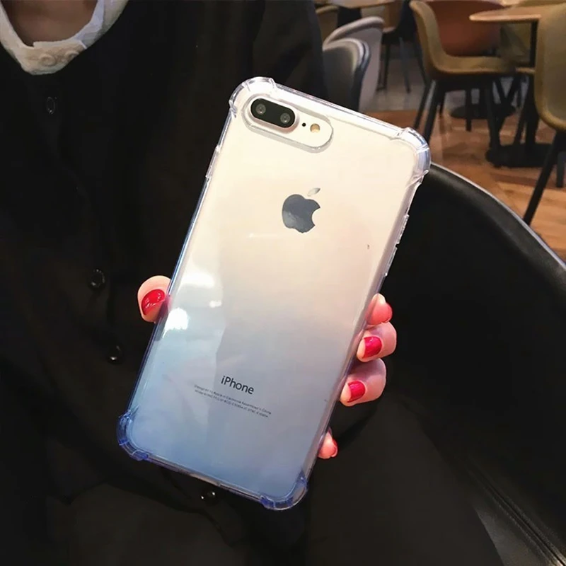 SIXEVE Роскошный Кристалл градиент Fanda для iPhone X 8 7 6 S Plus Clear силиконовый чехол