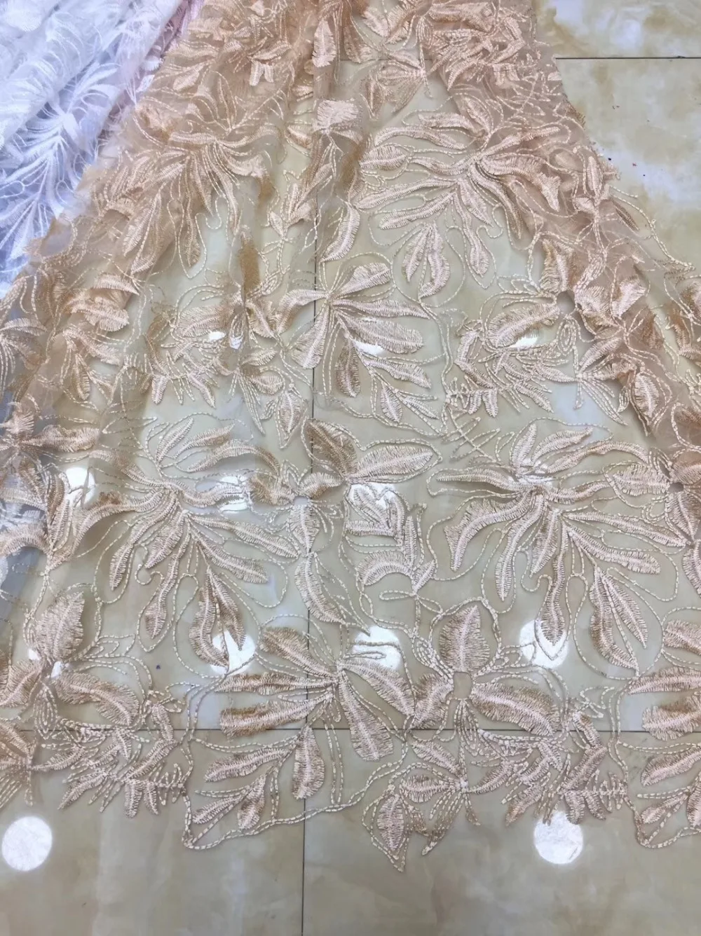 

Hot selling fashion tulle lace fabric 2018 high quality french net lace fabric for wedding dress sequins lace fabric TS6555