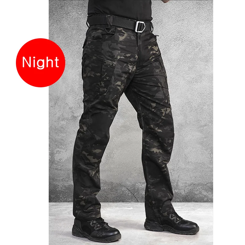 Dark night camo IX8 хлопковые водонепроницаемые тактические брюки карго мужские s тонкие повседневные брюки мужские s брюки армейские военные женские брюки мото байкерские сафари мужские - Цвет: Dark night camo