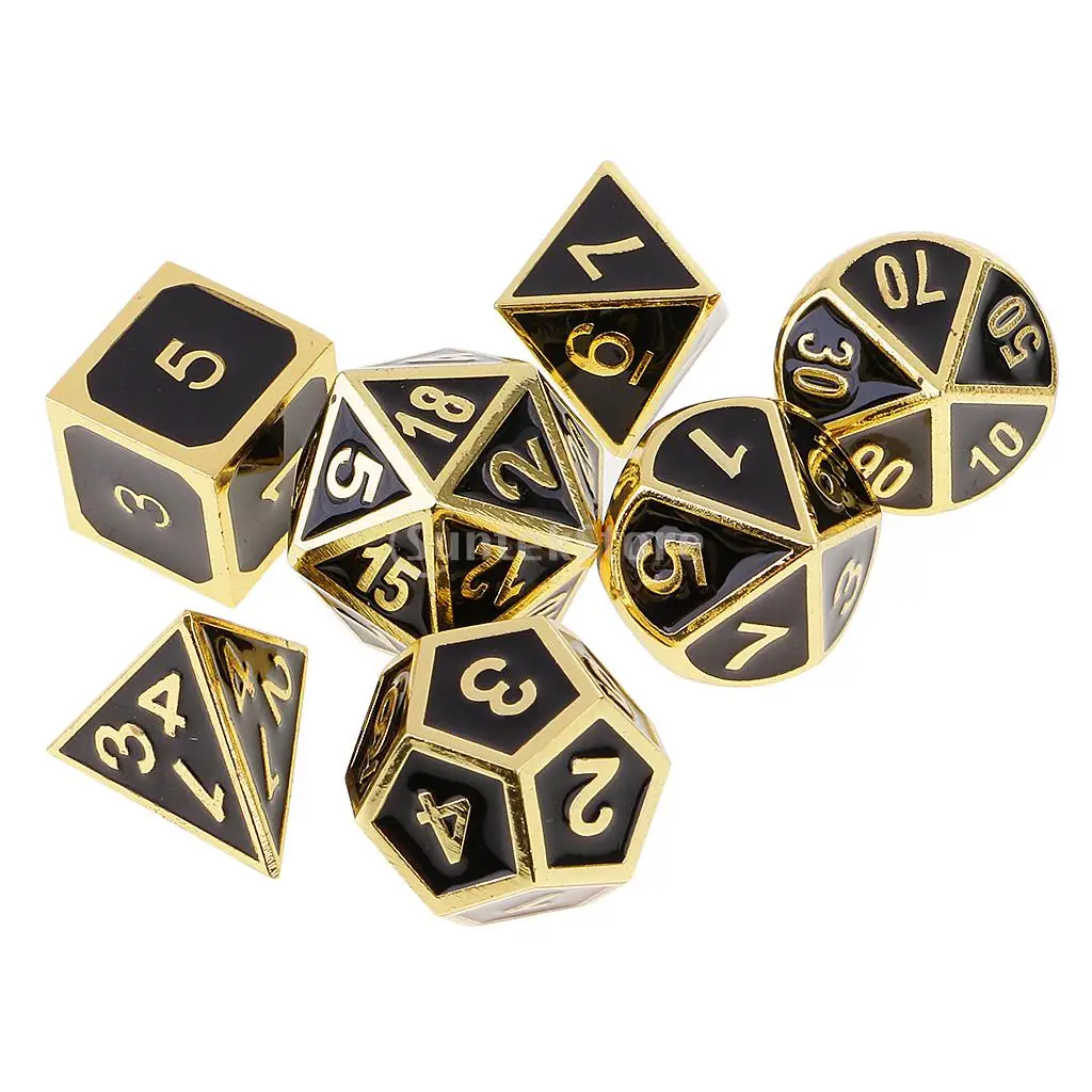 MagiDeal 7 шт. цинковый сплав многогранные кубики D4 D20 цифровой кубик для настольной